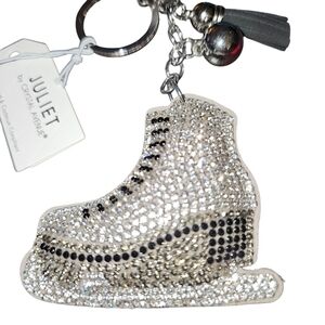 Juliet Silver and Black Ice Skate Bag Charm / Key Holder